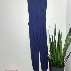 Elegant Blue Lace Jumpsuit
